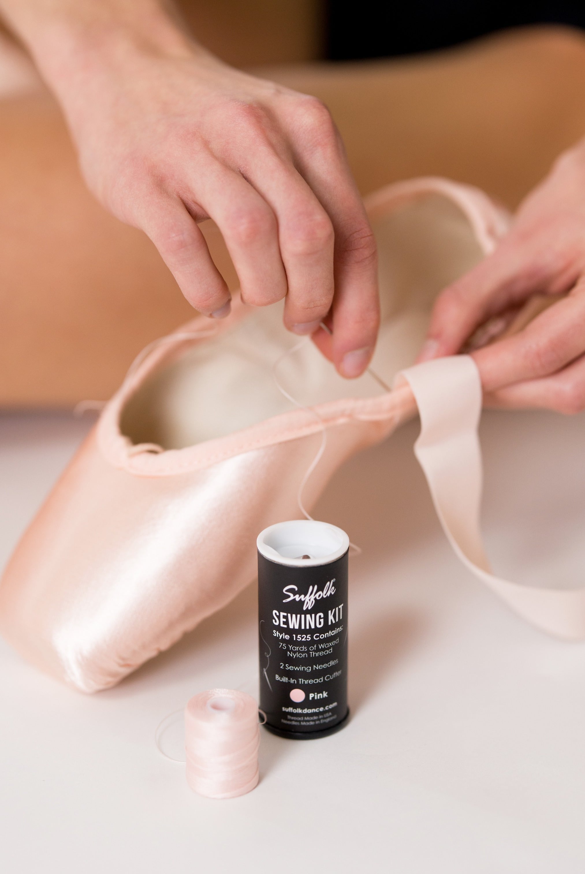 Suffolk pink sewing kit for pointe shoes